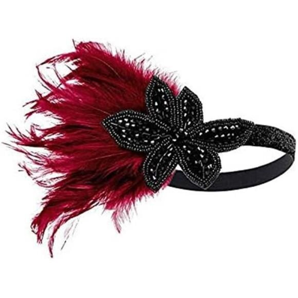 Accessories - 1920s Headpiece Great Gatsby Accessories 10wine Red